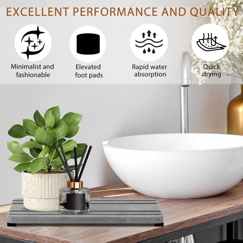 Lyxel 3PCS Water Absorbing Stone Tray  DryingNeat Diatomite Stone Sink Tray  Instant Dry Sink Coasters  Kitchen Sponge Hand Soap Holder  Countertop Fast Drying Counter Trays 8 * 4inch and 4 * 4inch - Image 4